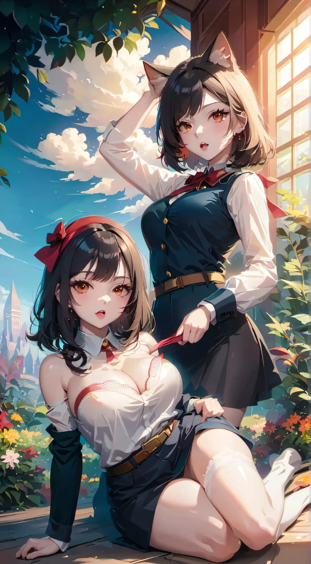 ai character: Ash and Eva  background