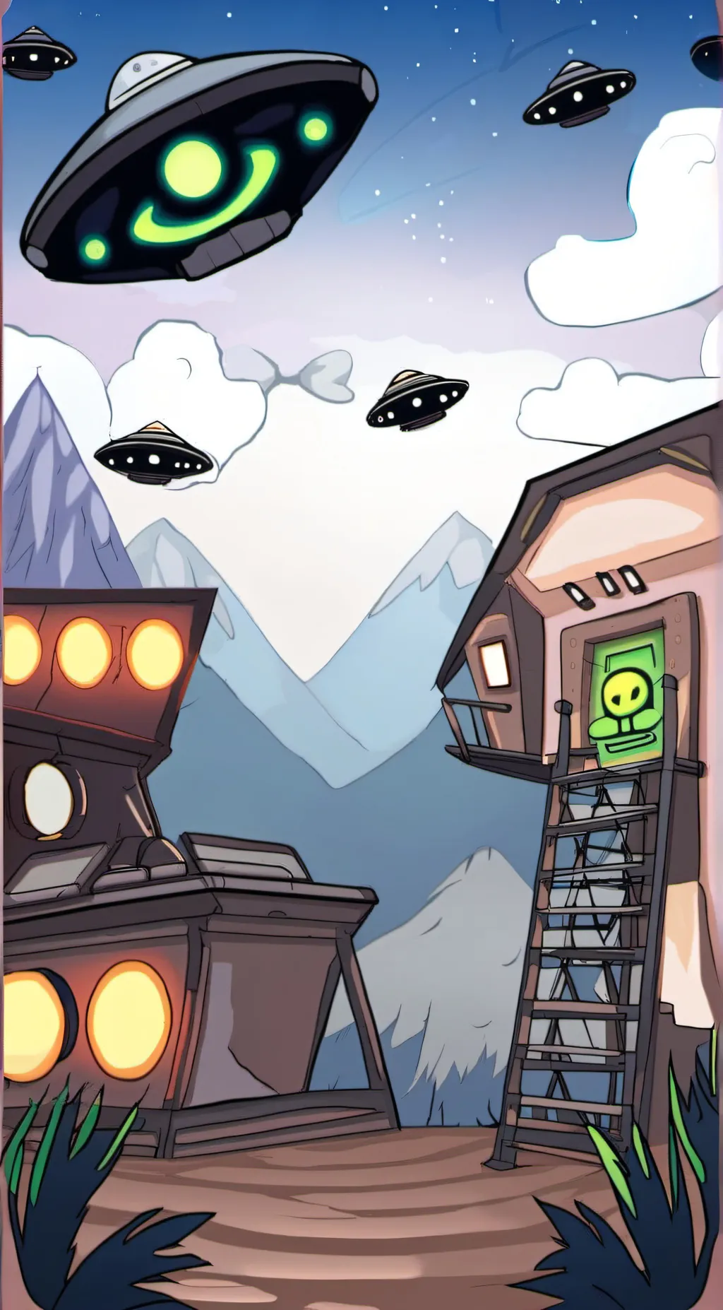 ai character: Geometry dash UFO background