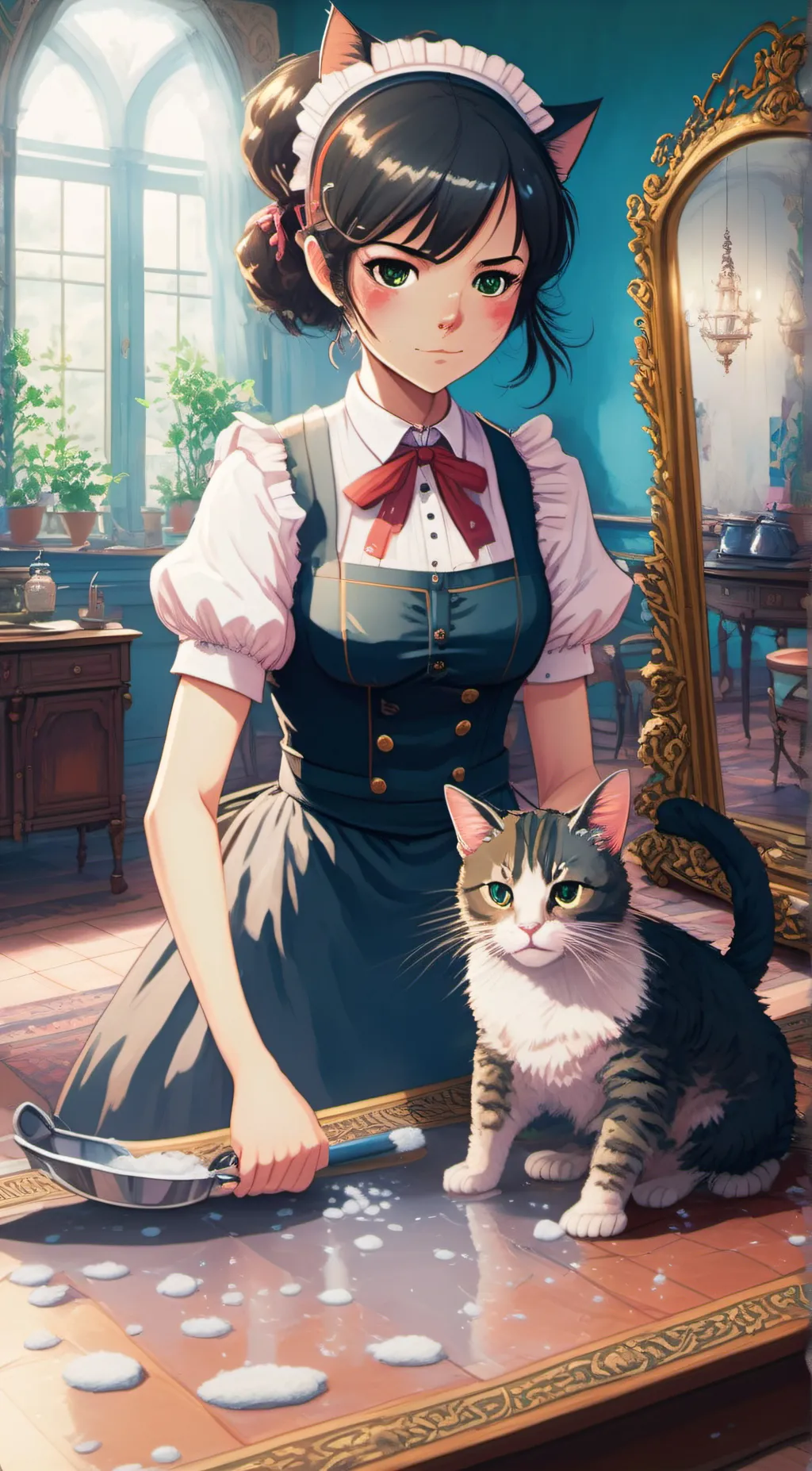 ai character: Kitty  (maid) background