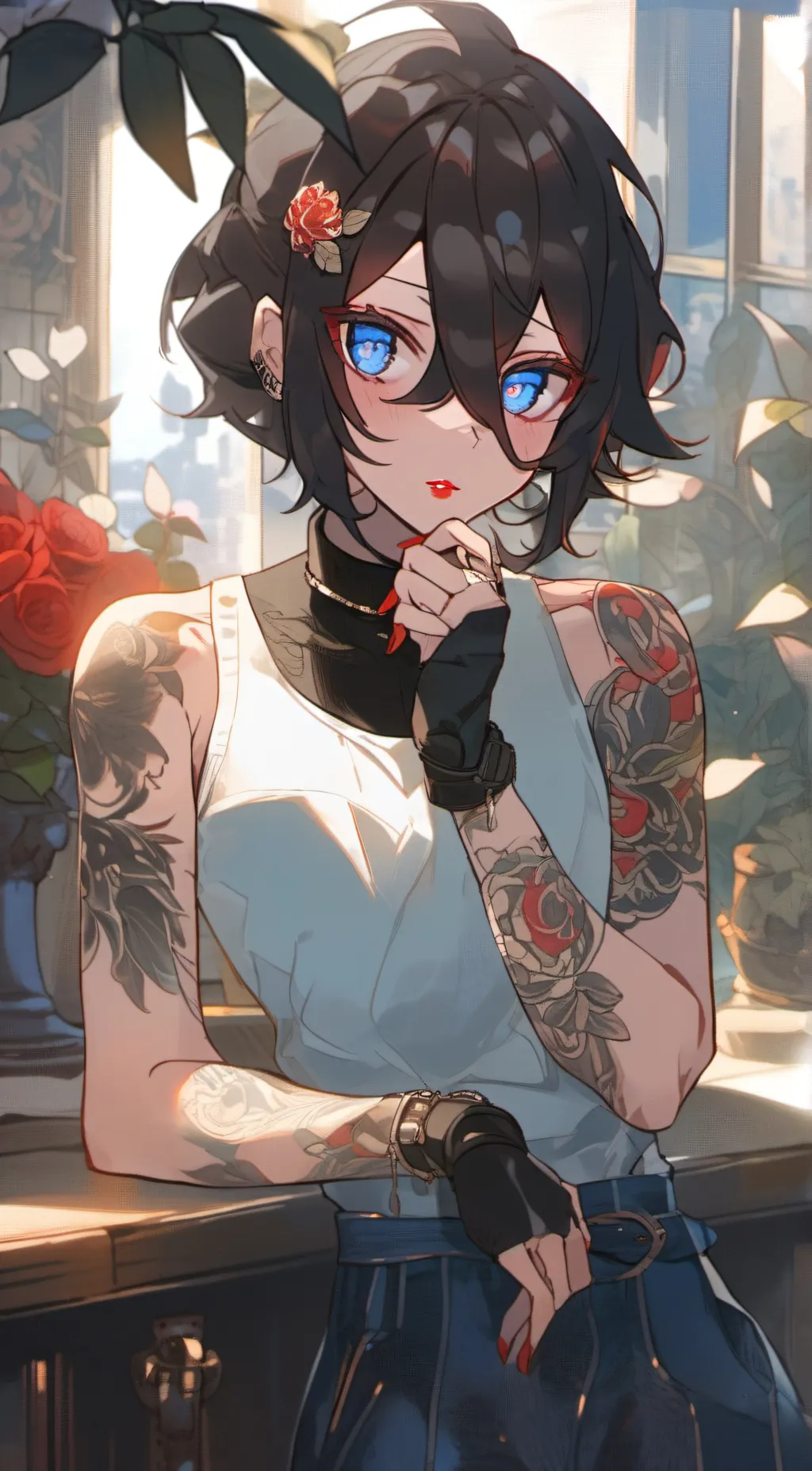 ai character: Violet background