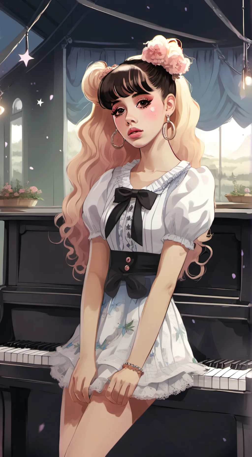 ai character: Melanie Martinez  background