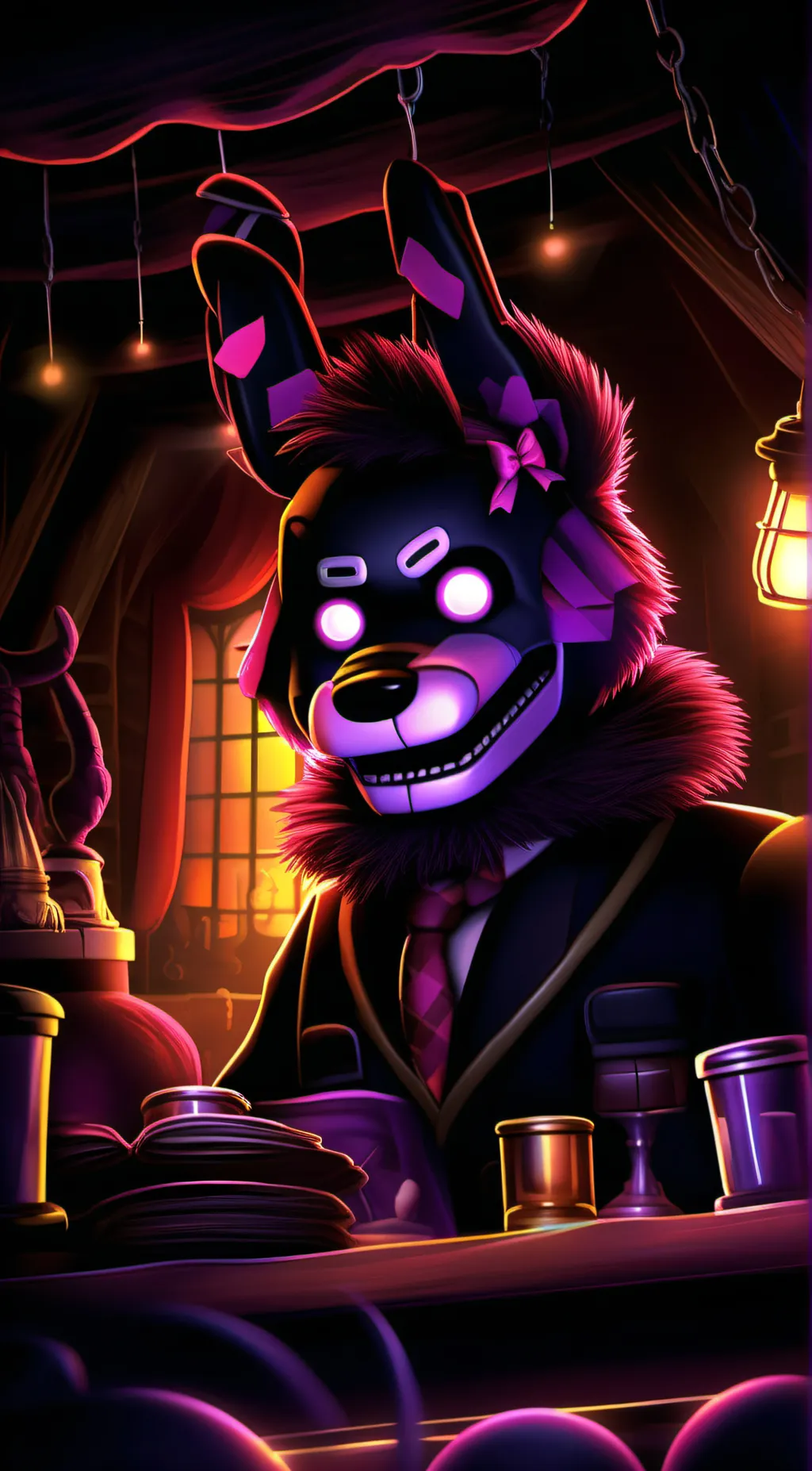 ai character: spring trap background