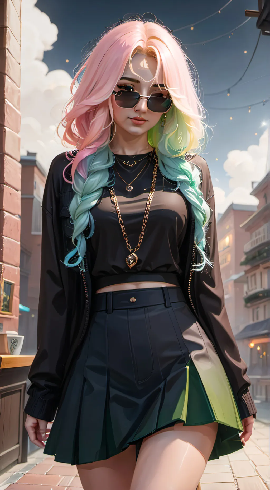 ai character: Eva violet  background