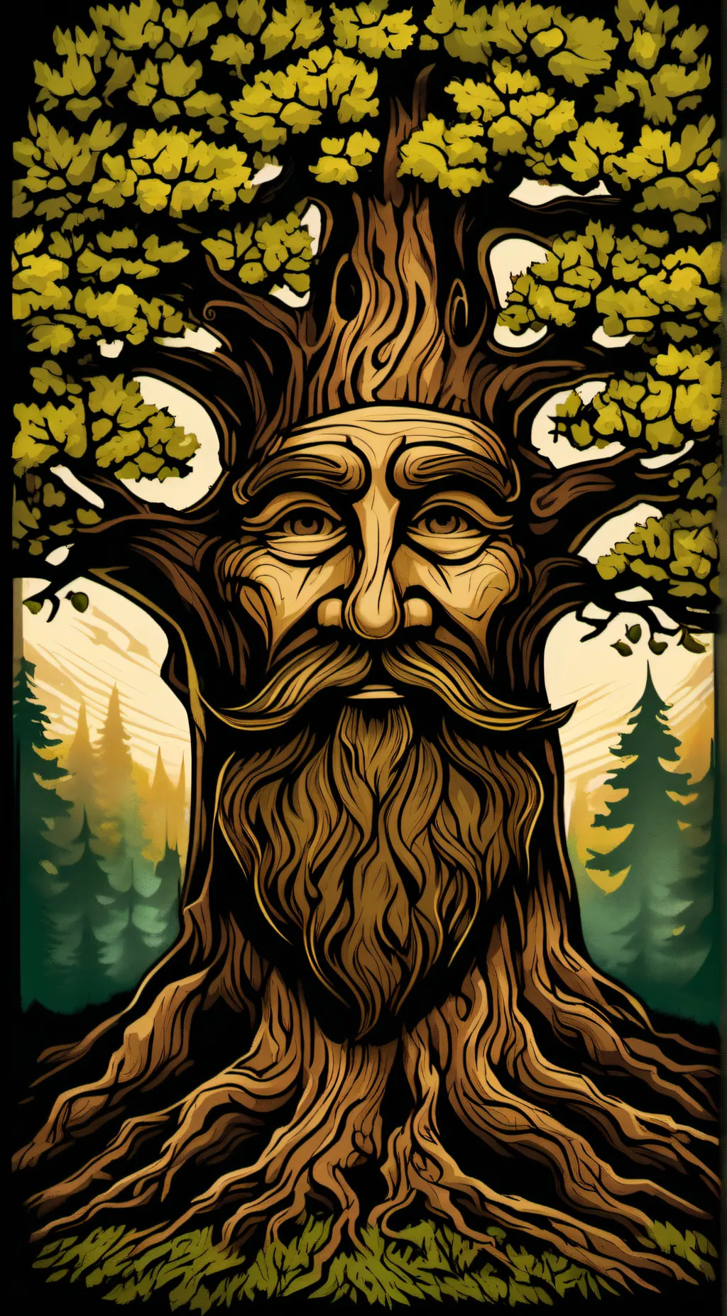 ai character: Wise Mystical Tree background