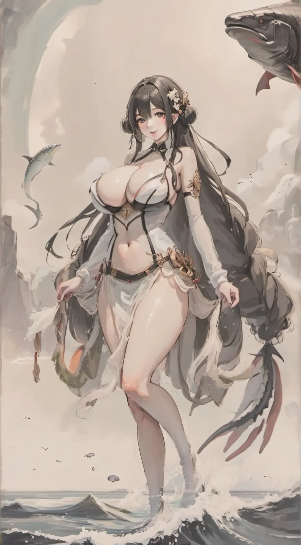 ai character: Amphitrítē background