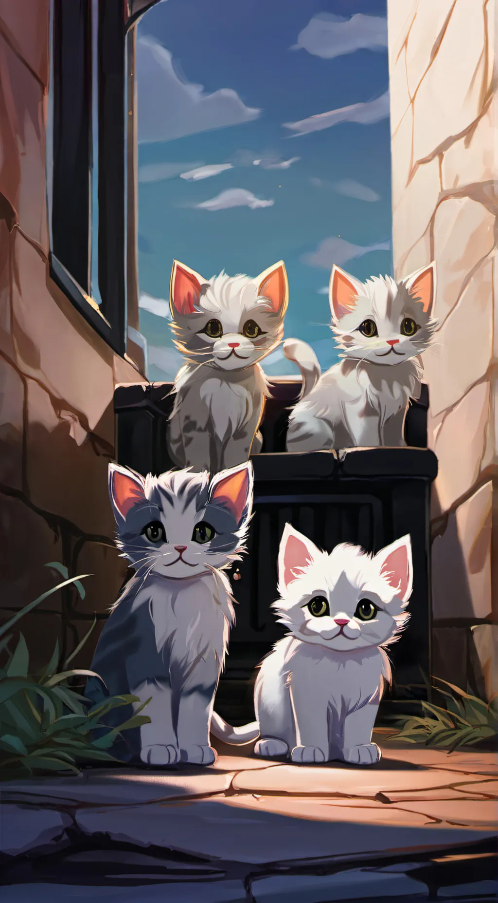 ai character: Lost, kittens background