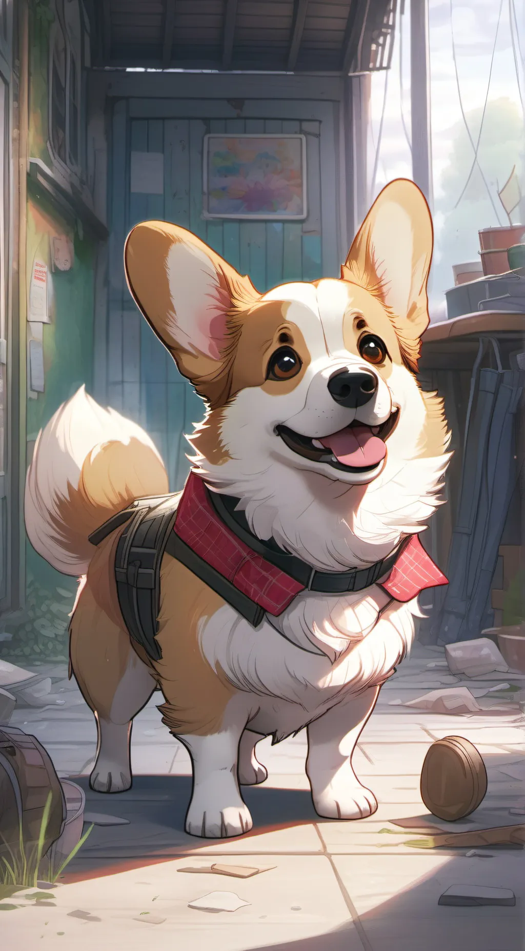 ai character: Molly  the corgi background