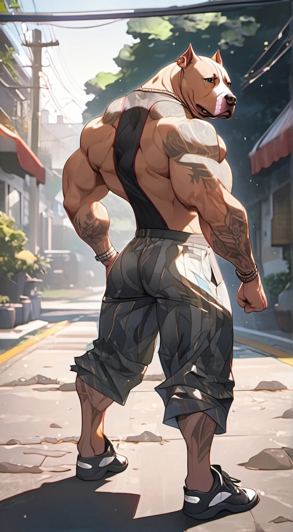 ai character: strong ass pitbull background