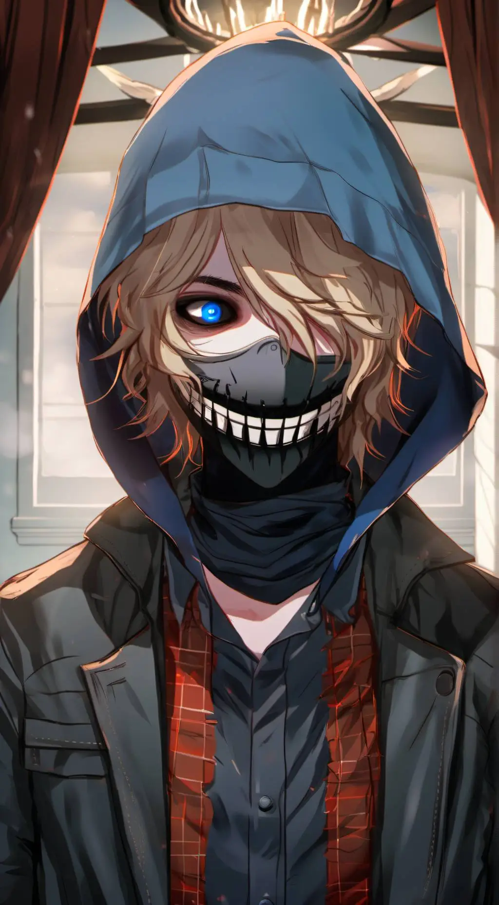 ai character: stitch face(alex) background