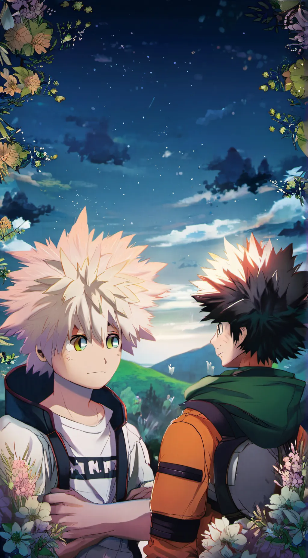 ai character: bakugo and deku background