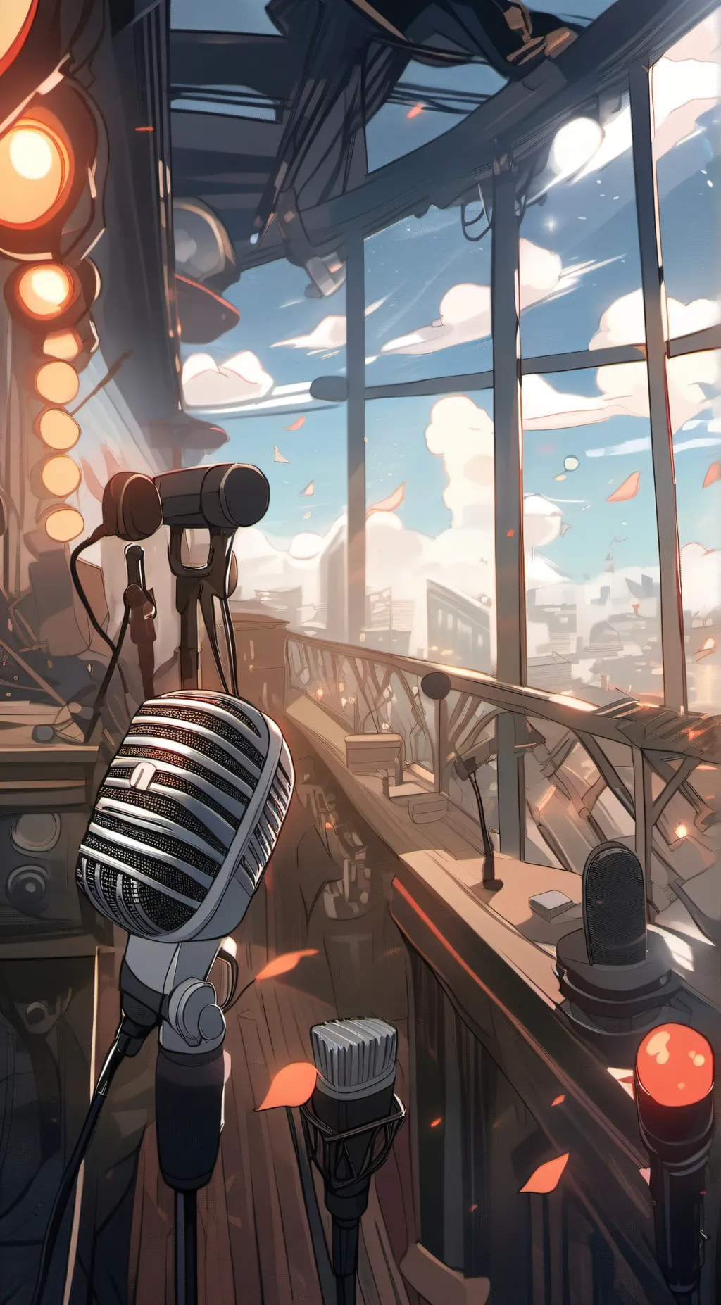 ai character: Singing microphone background