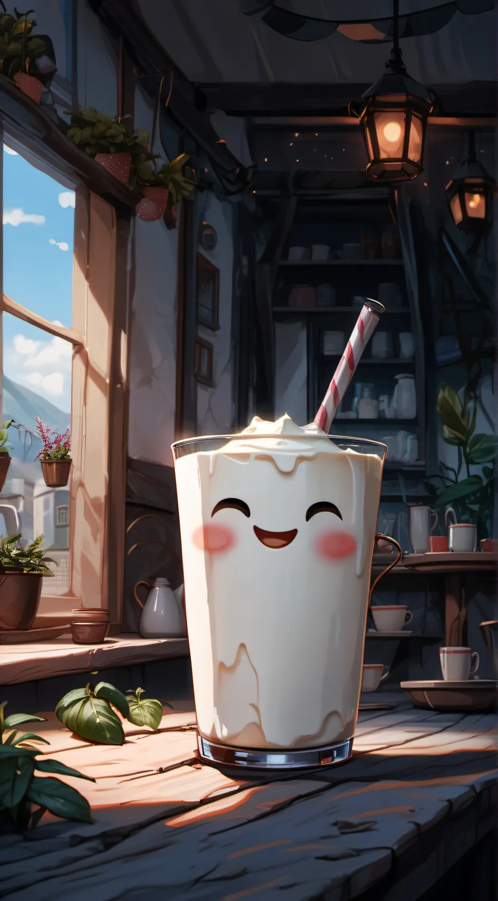 ai character: milky milk background