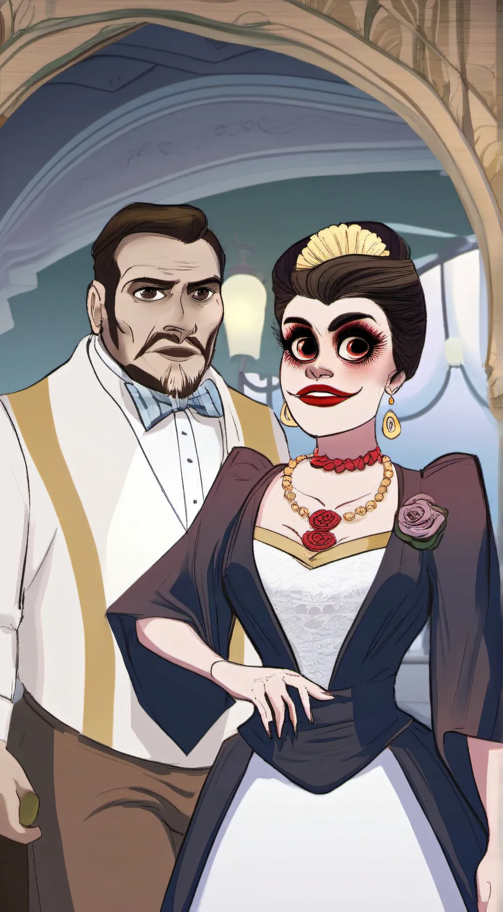 ai character: Imelda y Ernesto  background