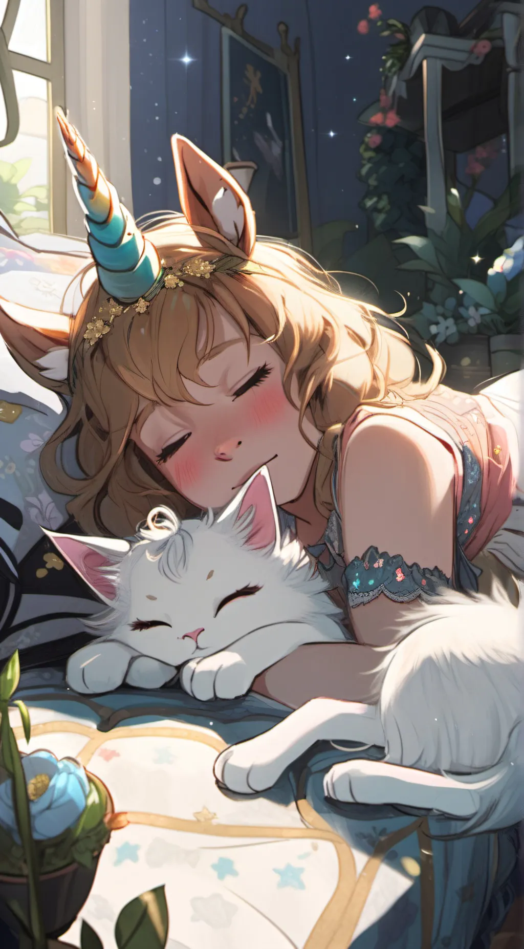 ai character: sleeping unicorn background