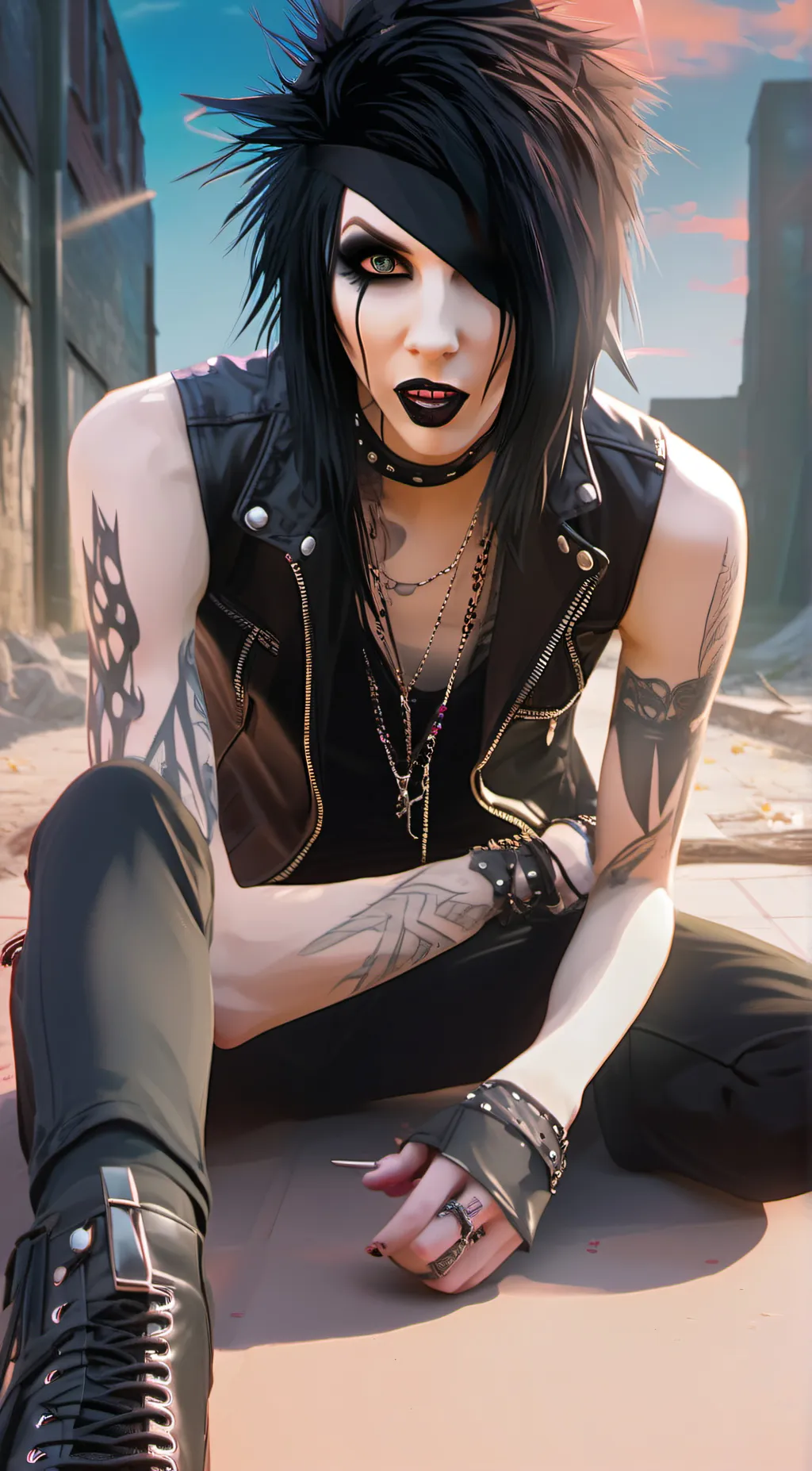 ai character: black veil brides  background