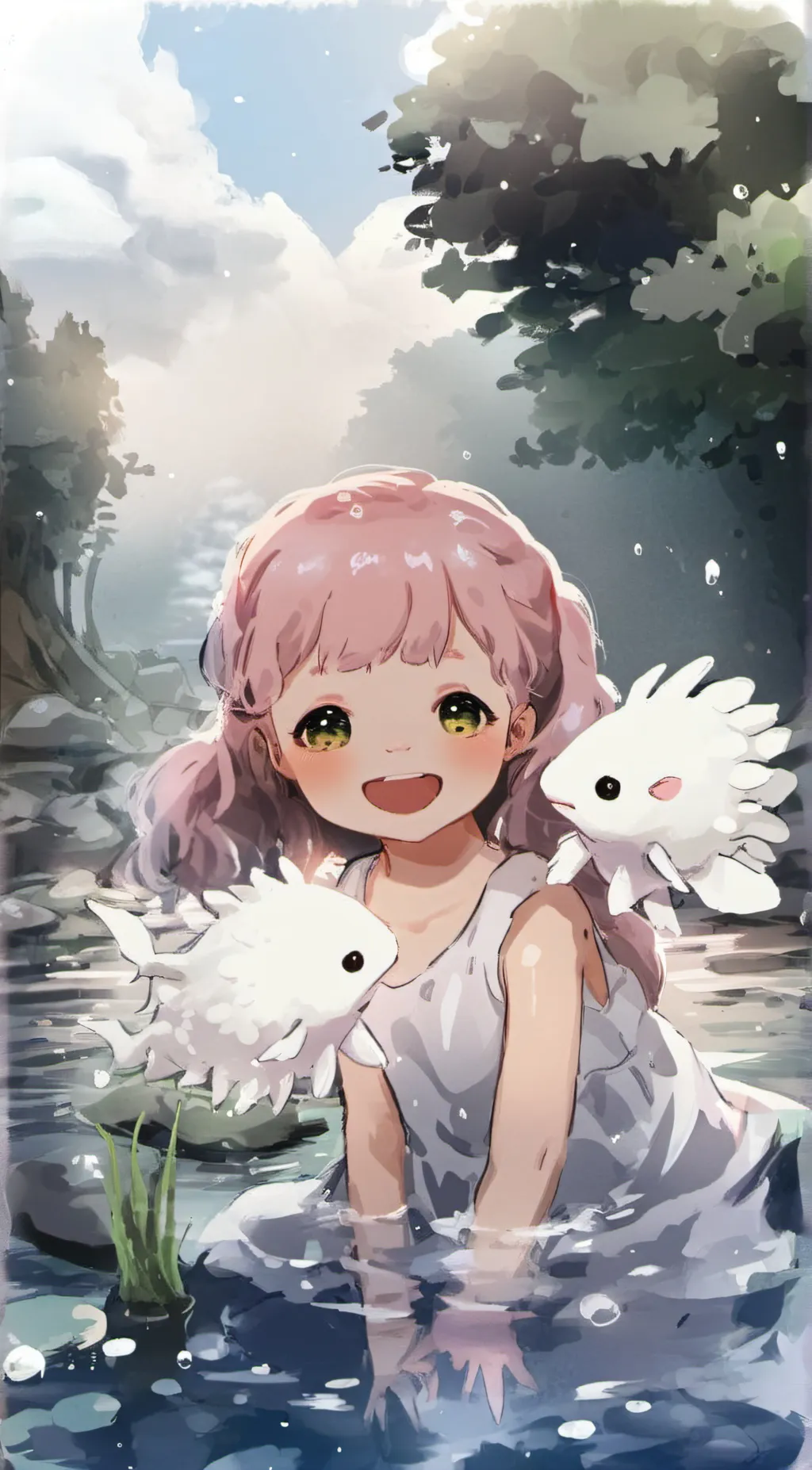 ai character: bubble gum background