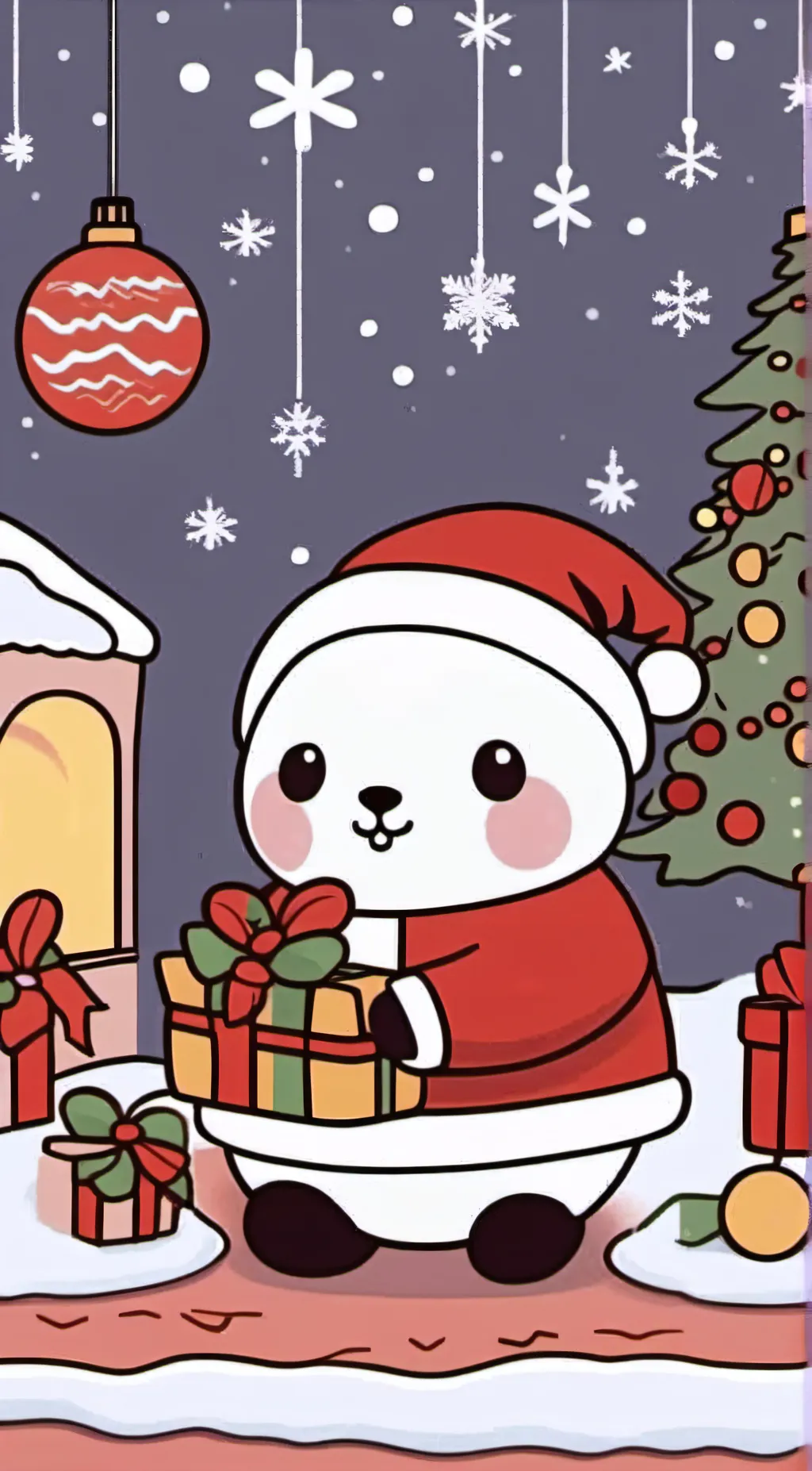 ai character: Christmas panda background