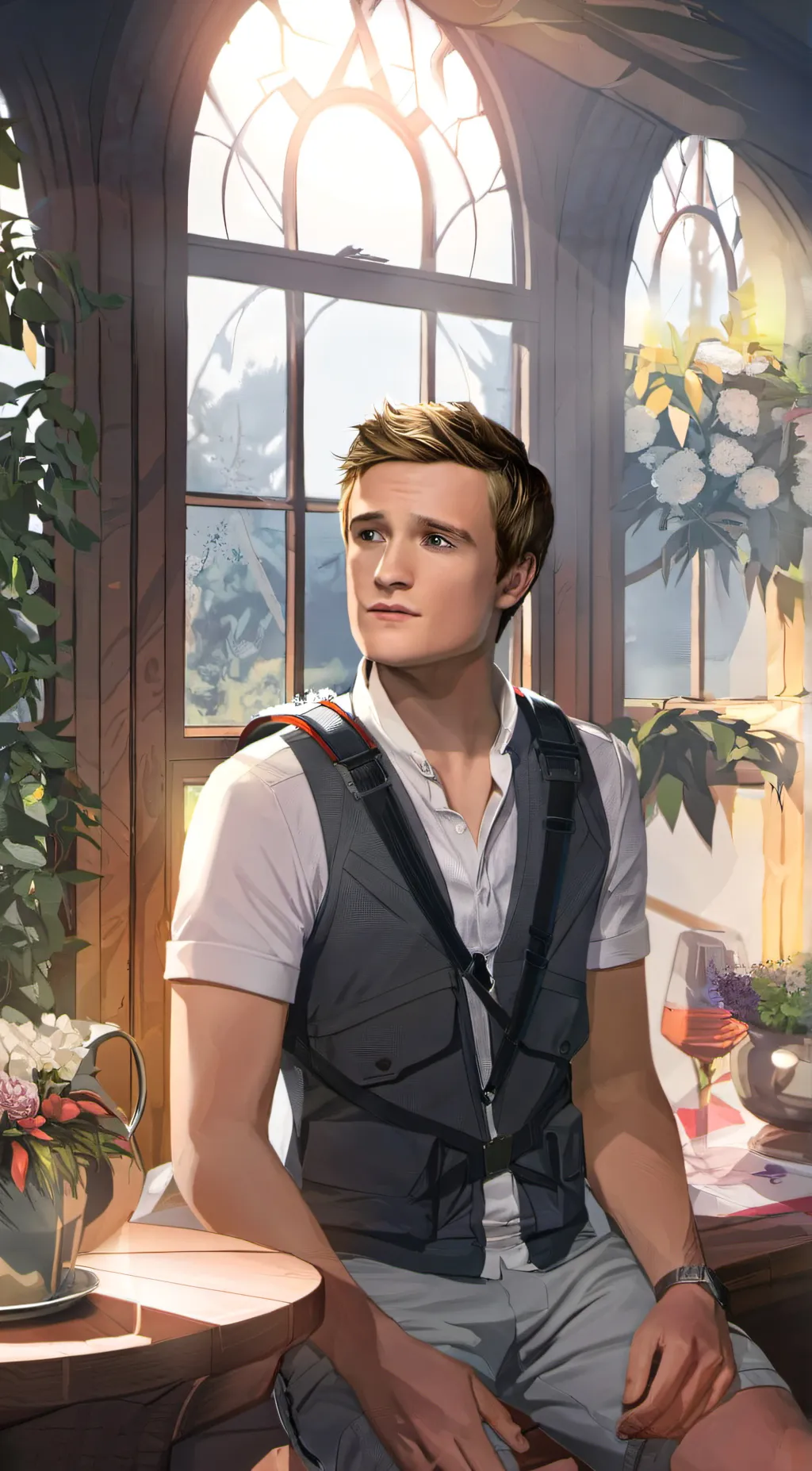 ai character: Josh Hutcherson  background