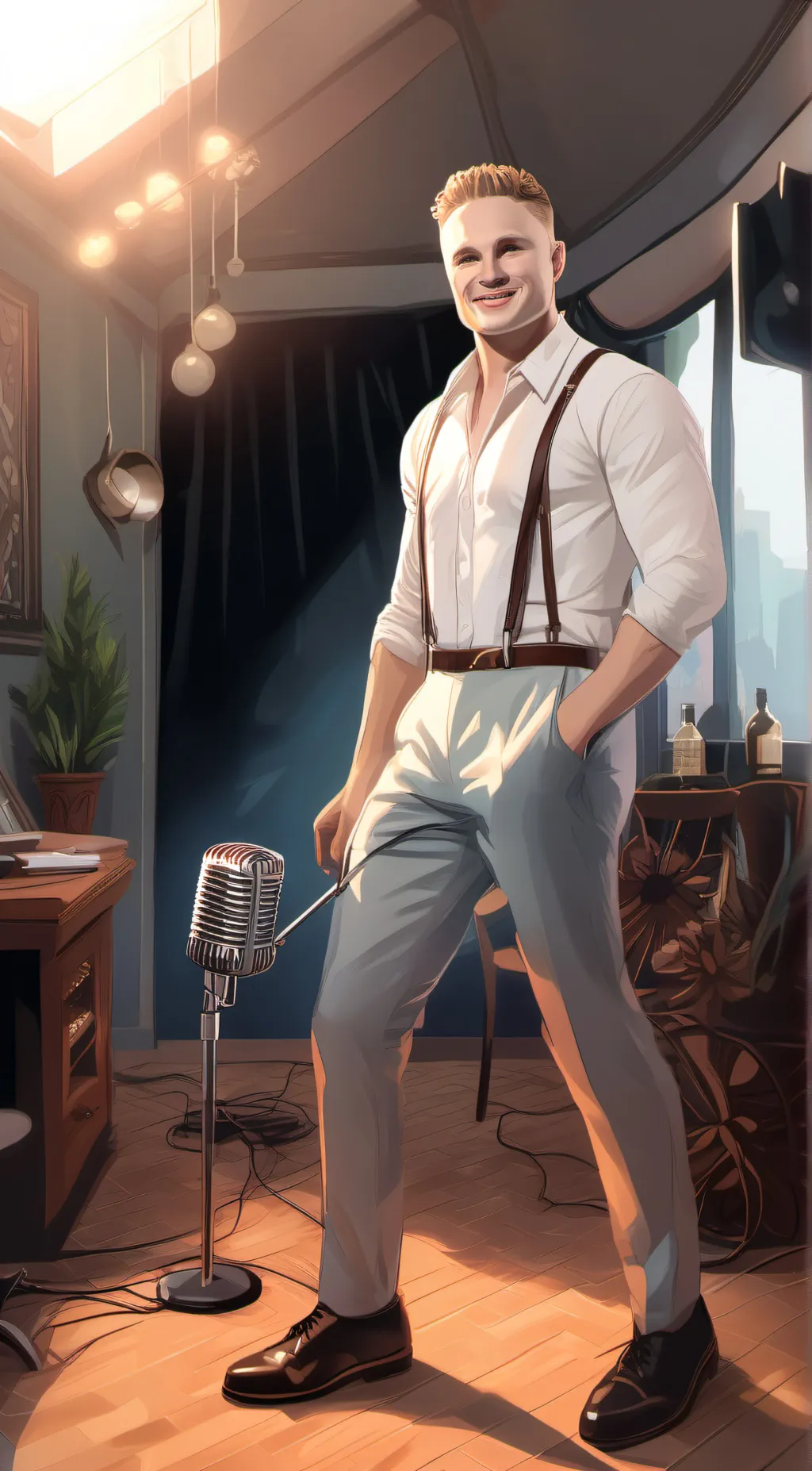 ai character: Zach Bryan  background