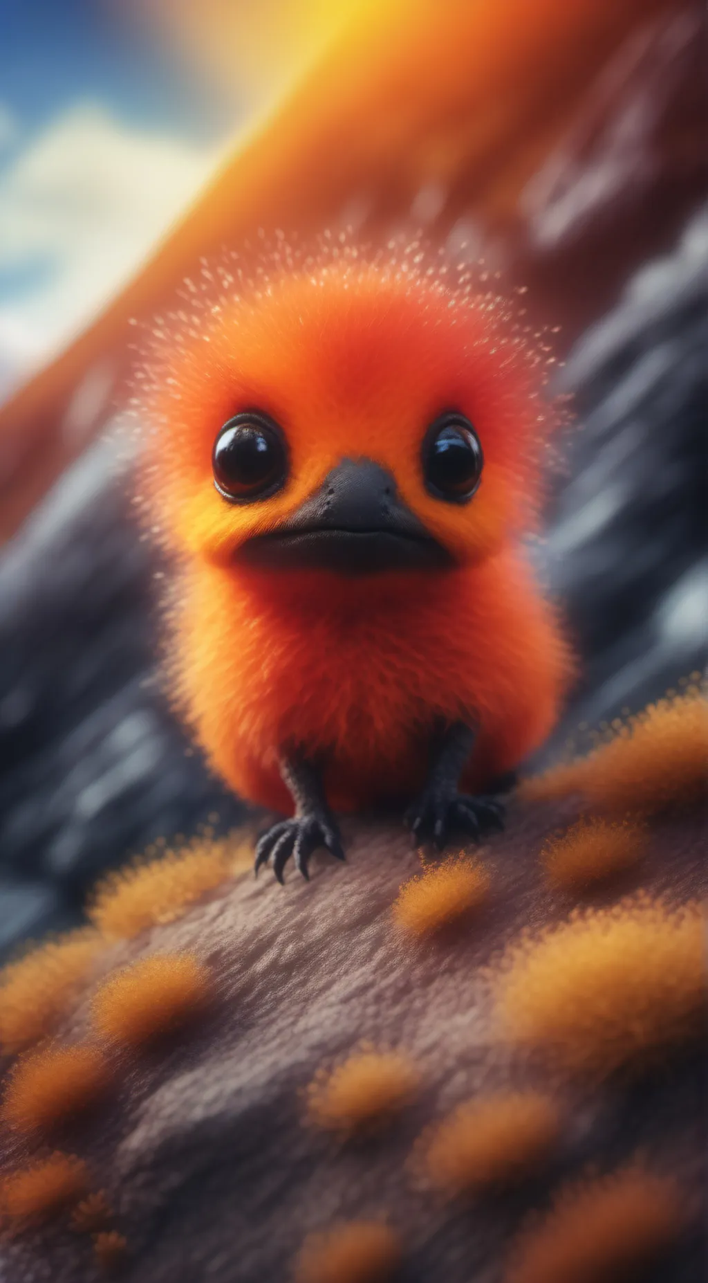 ai character: valcano bird background