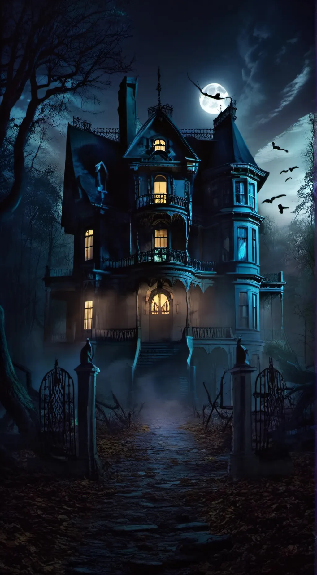 ai character: abandoned house background