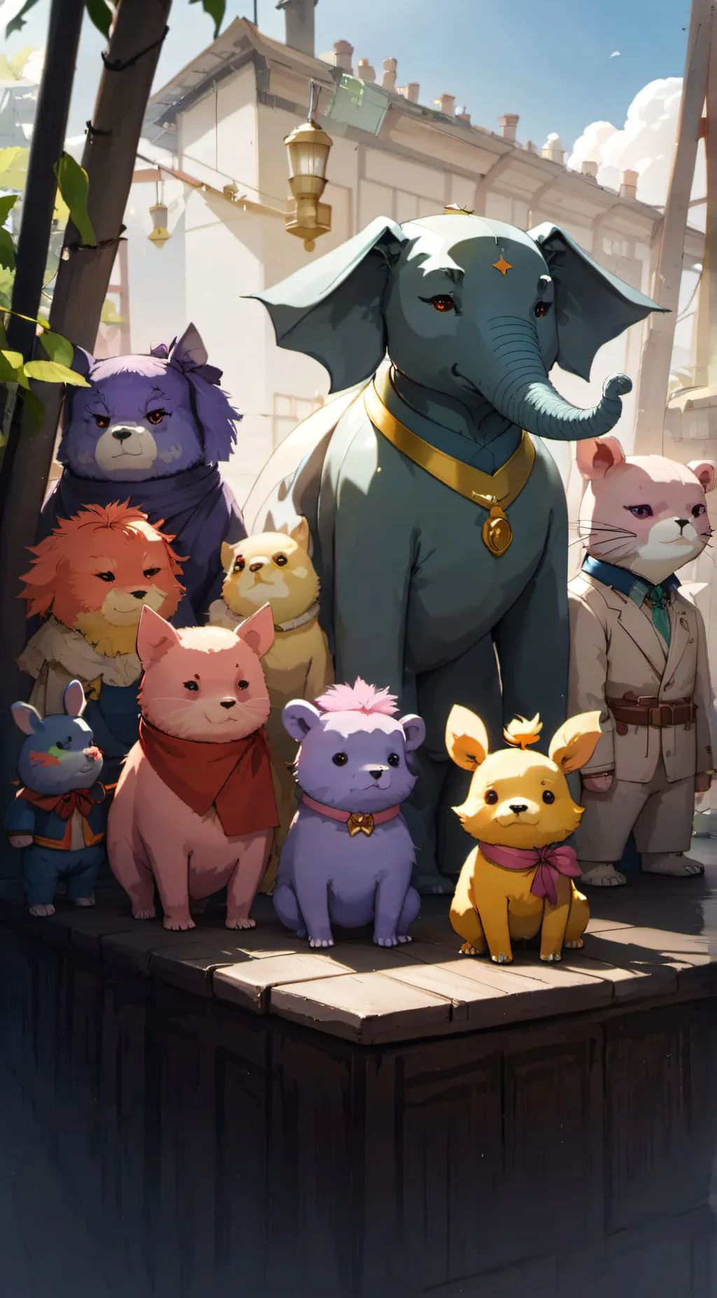 ai character: Smiling critters background