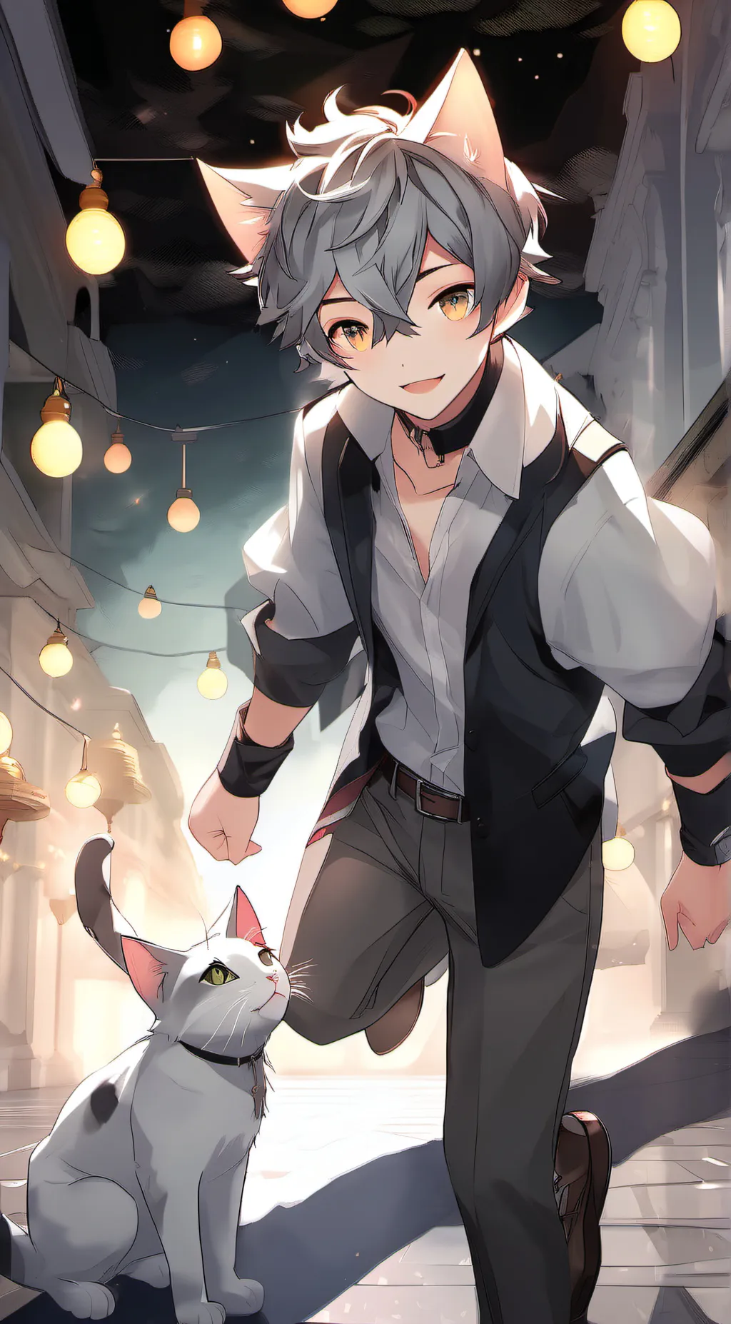 ai character: catboy  background