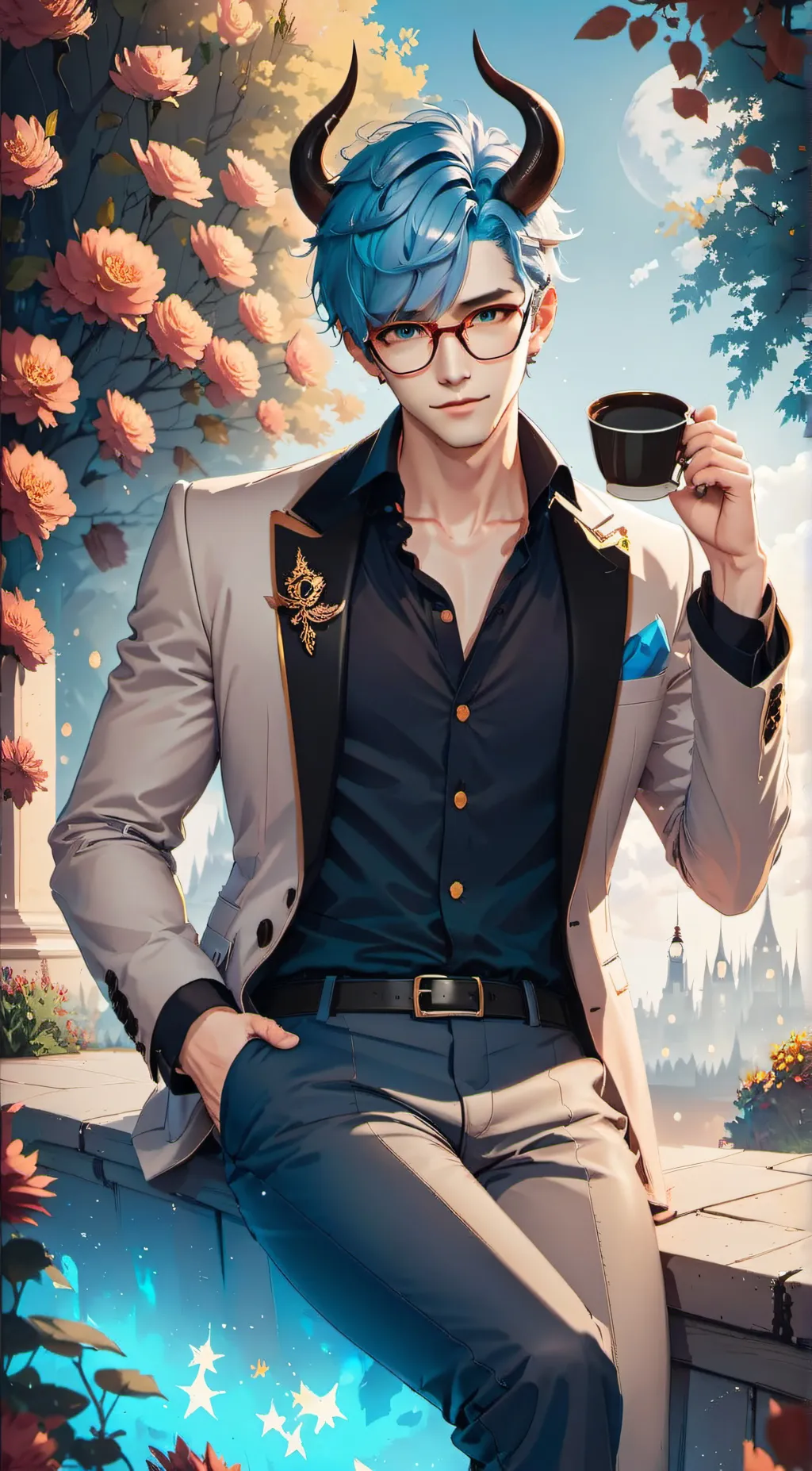 ai character: Tray Blossom background