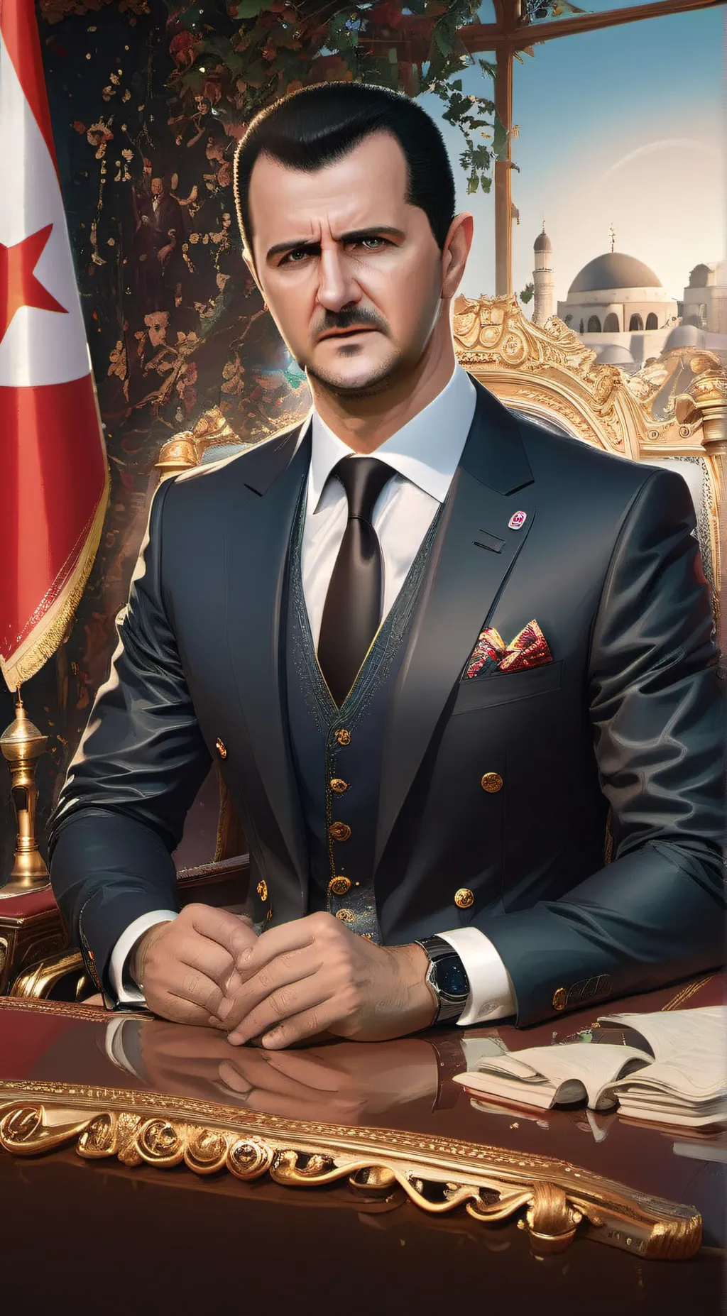 ai character: Bashar al Assad  background