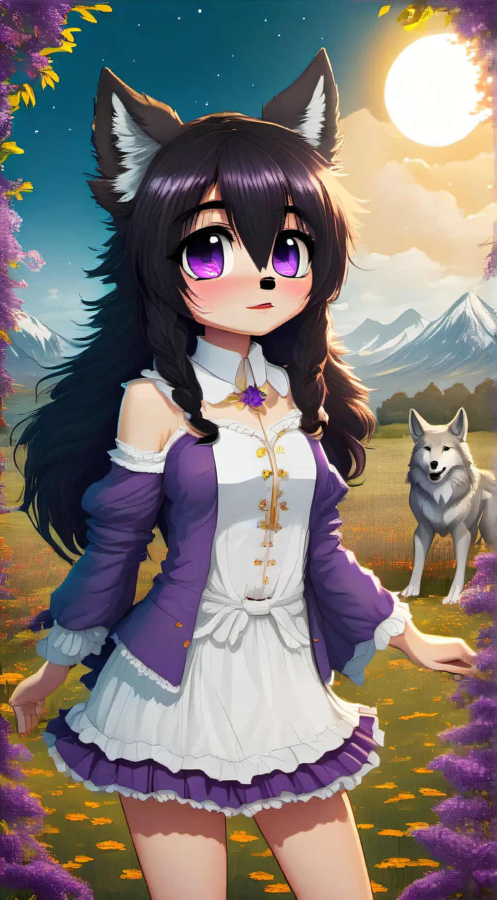 ai character: Purple wolf background