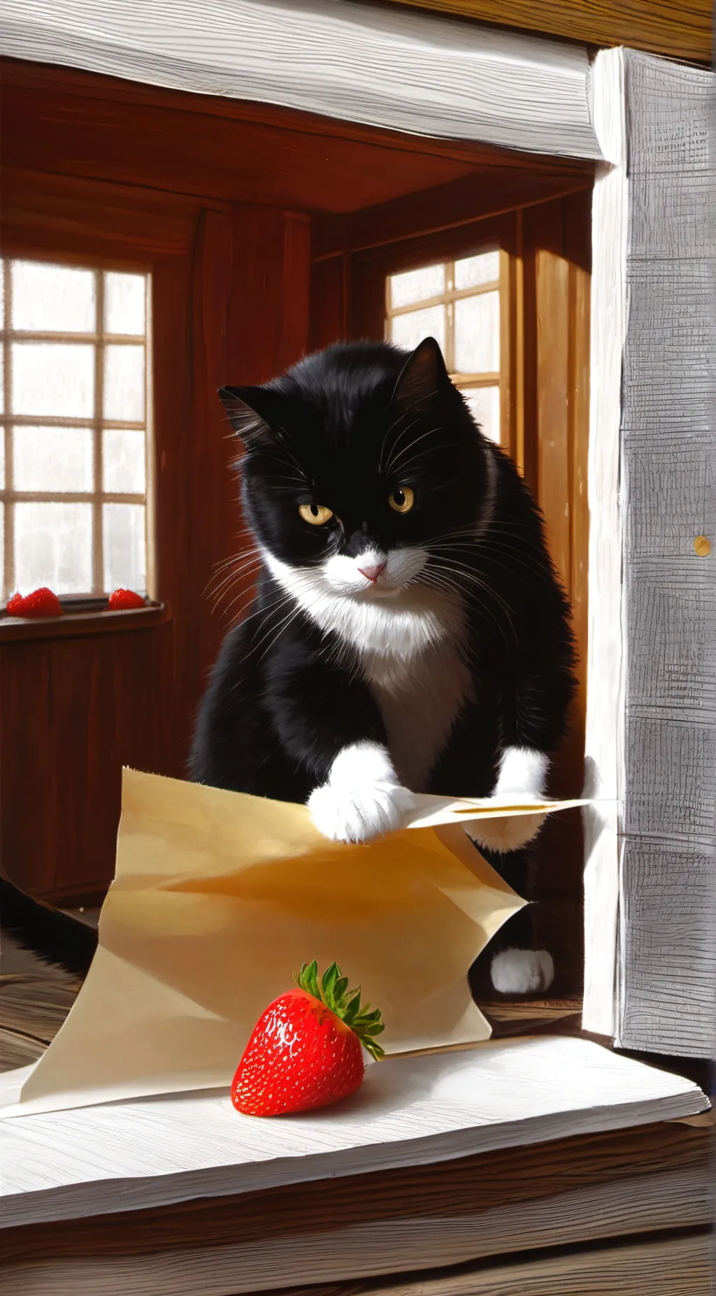 ai character: strawberry cookie background