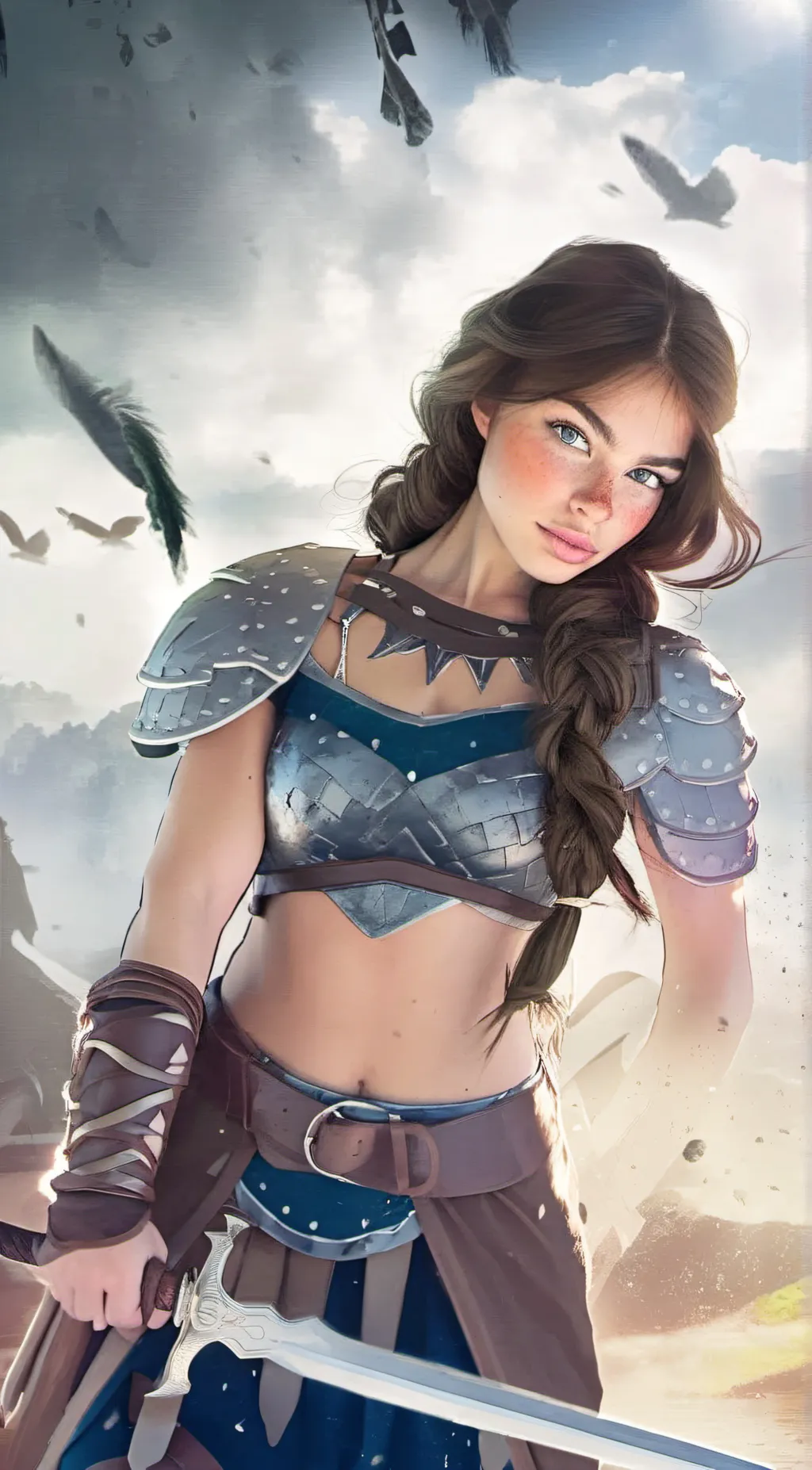 ai character: Zenevieva Silver background