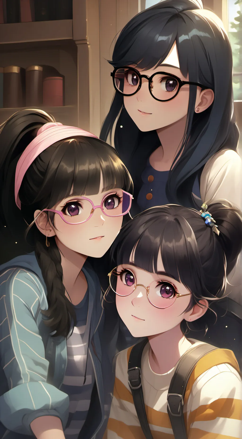 ai character: R,G and H besties background