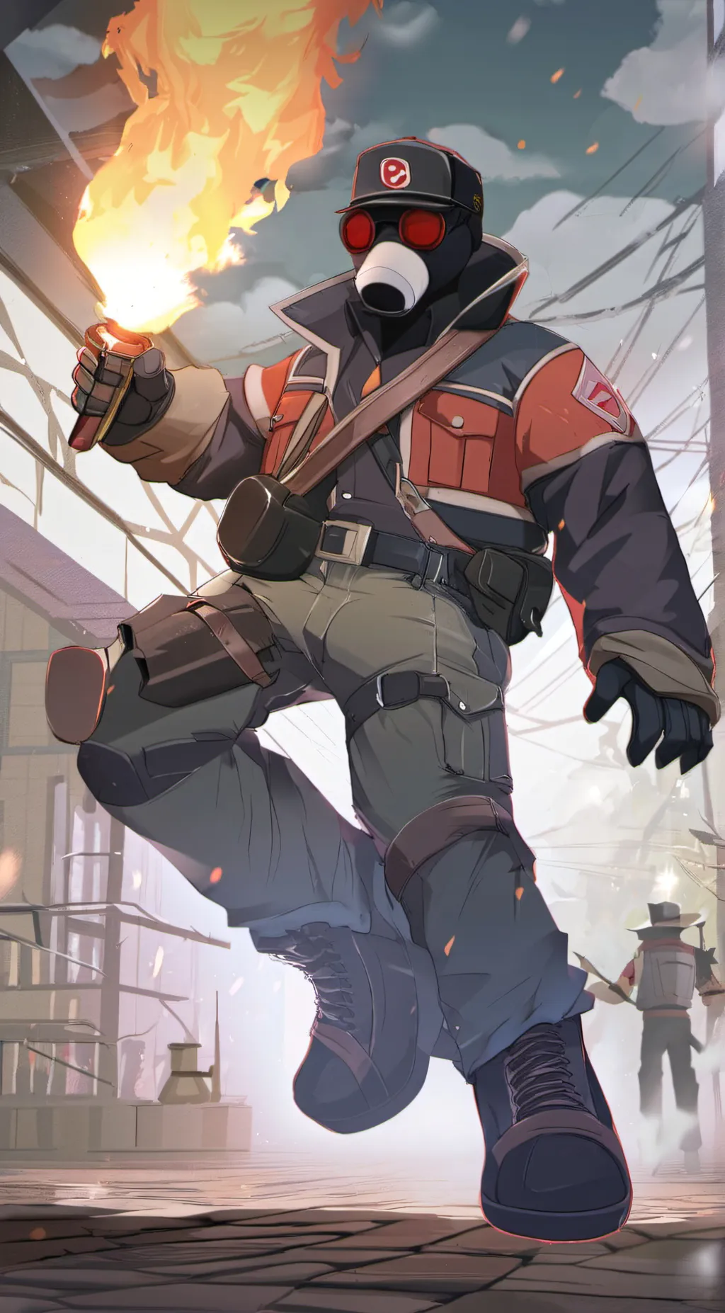 ai character: pyro plushie background