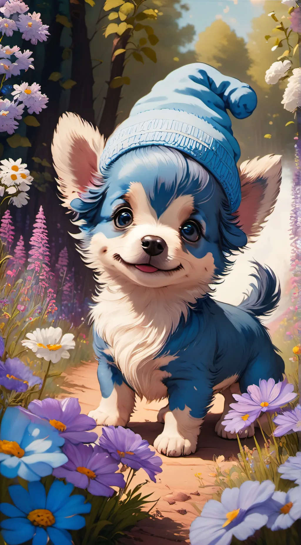ai character: Smurf dog background