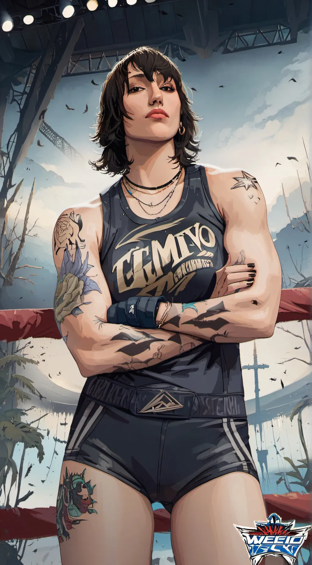 ai character: Rhea Ripley background