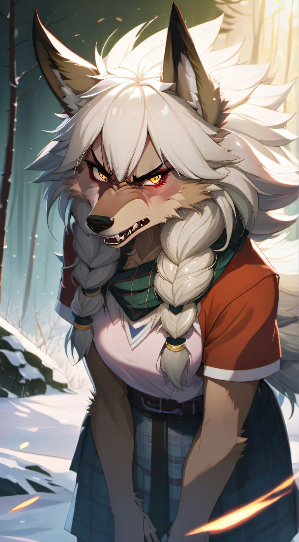 ai character: Werewolf girl background