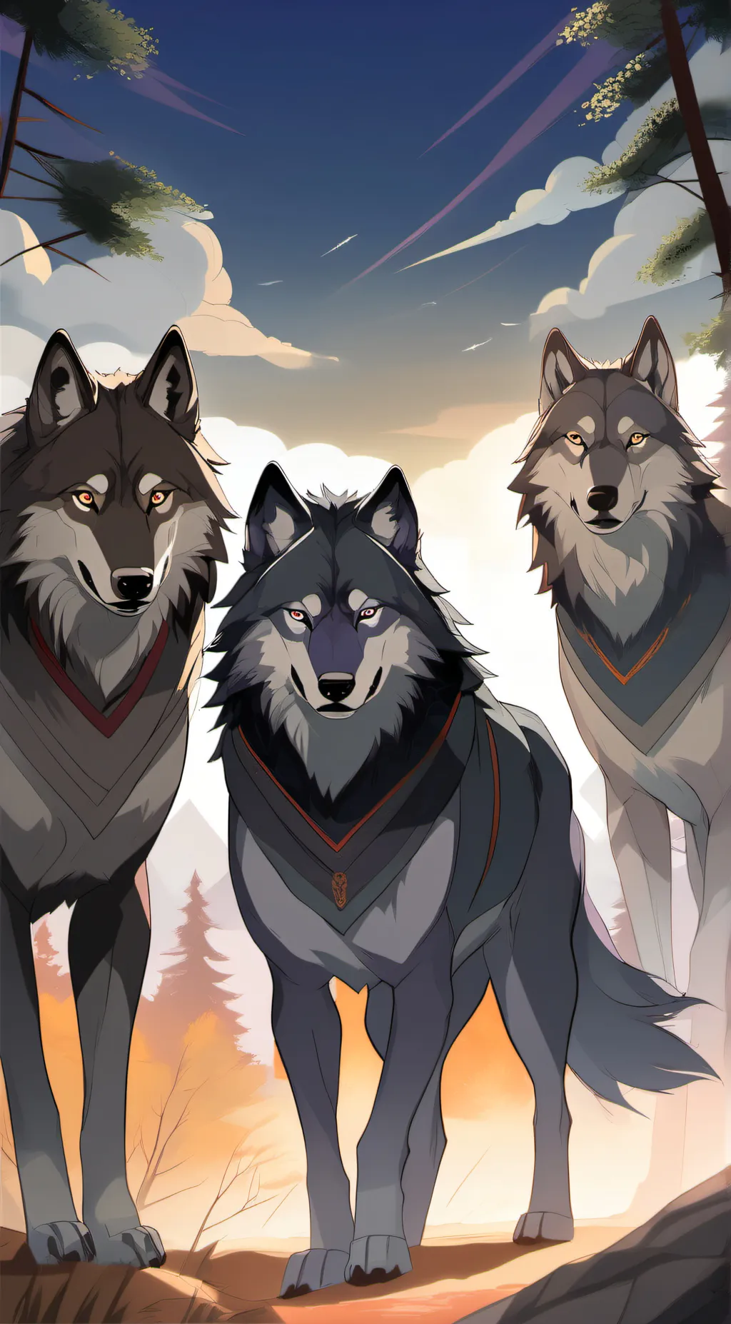 ai character: Three wolfs background