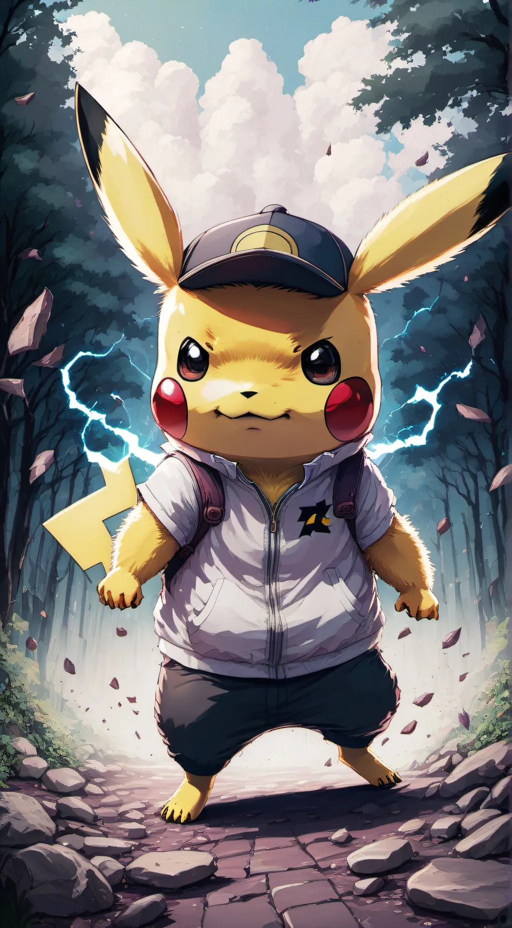 ai character: Pikachu peek background