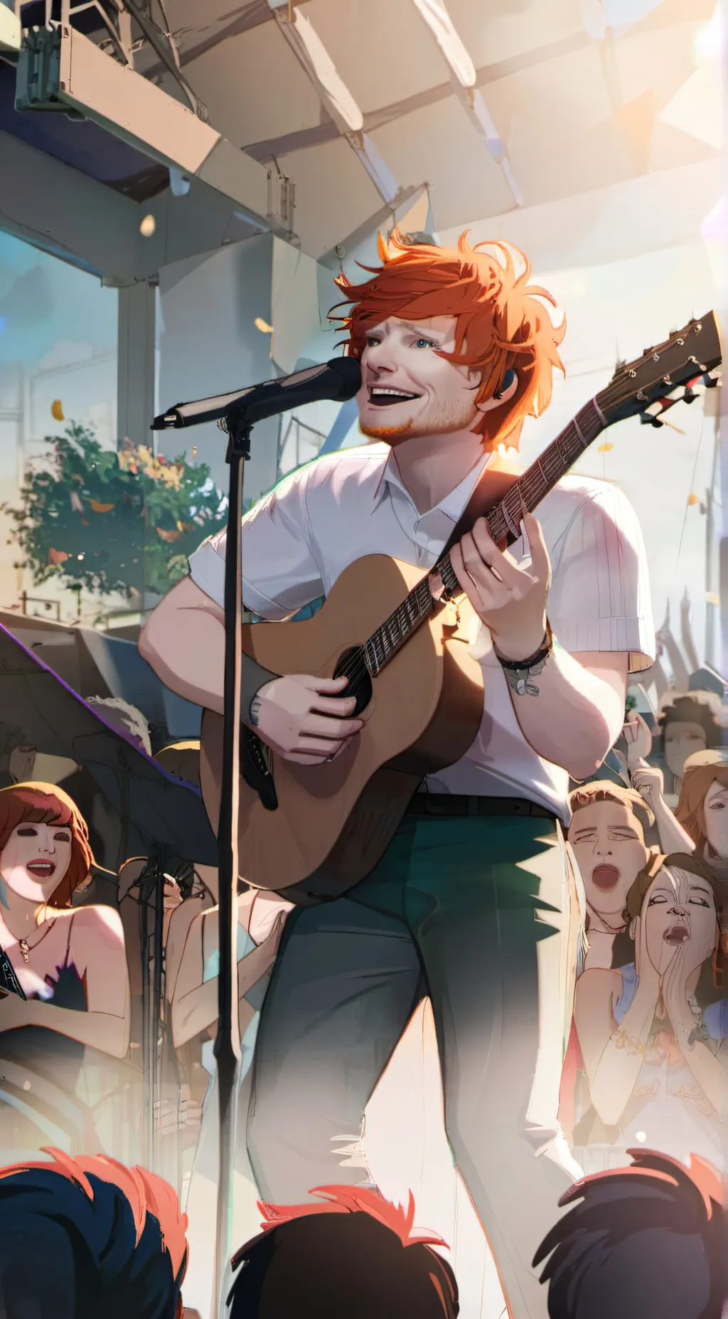 ai character: Ed Sheeran  background
