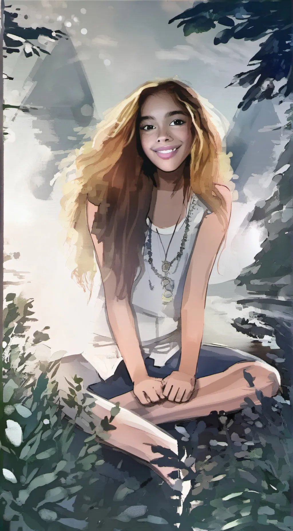 ai character: hot girl Ariana  background