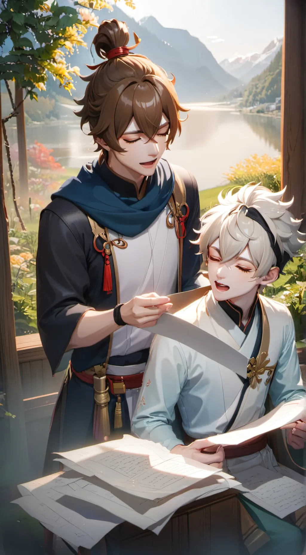 ai character: wu and garmadon  background