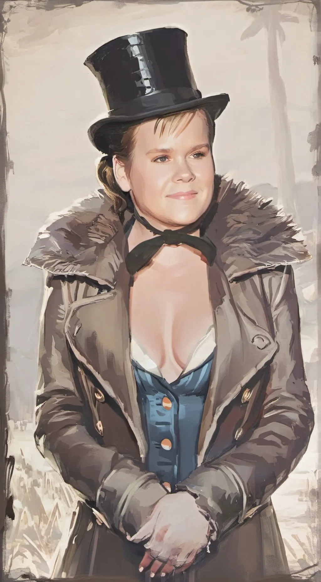 ai character: femal james corden background