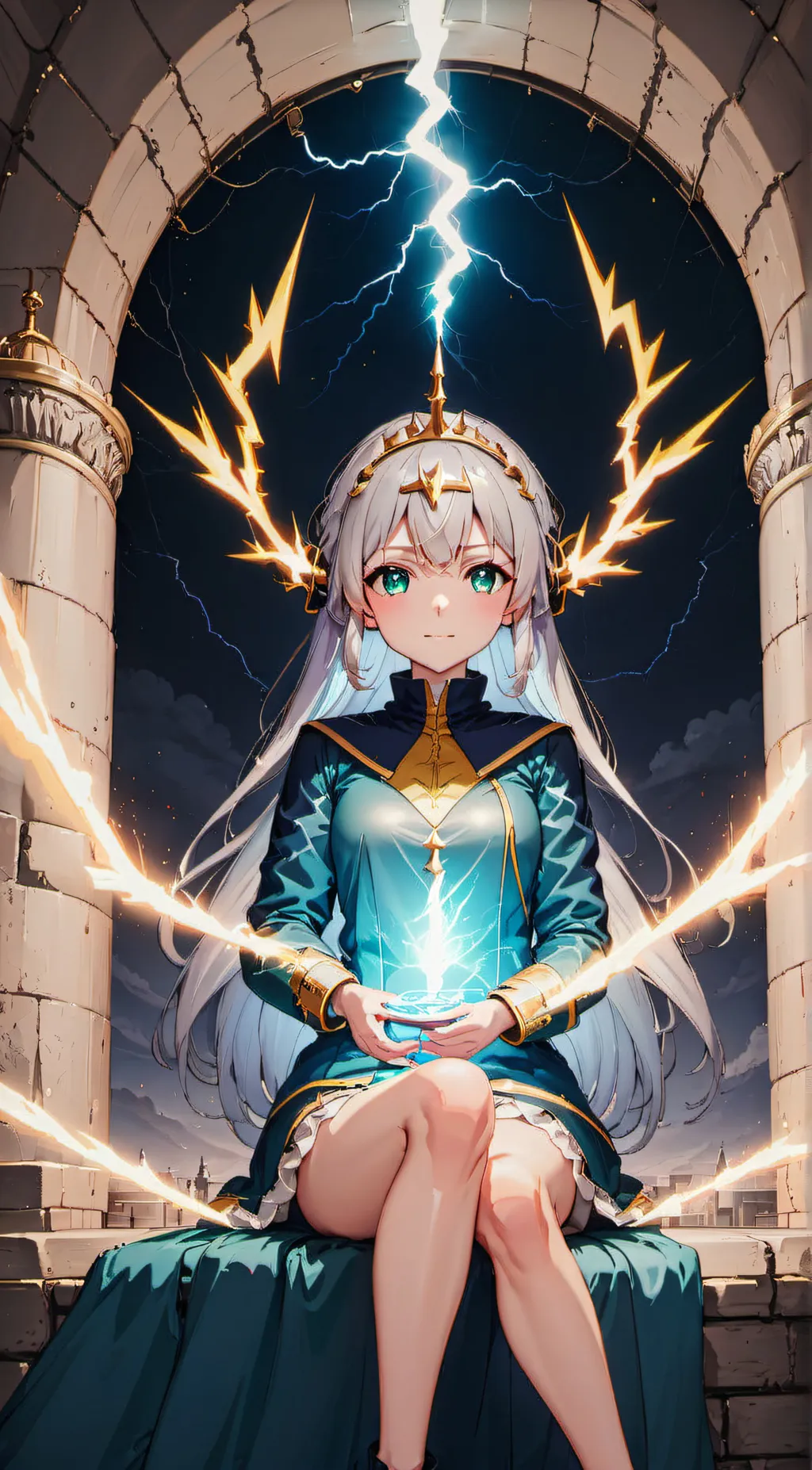 ai character: queen lightning background
