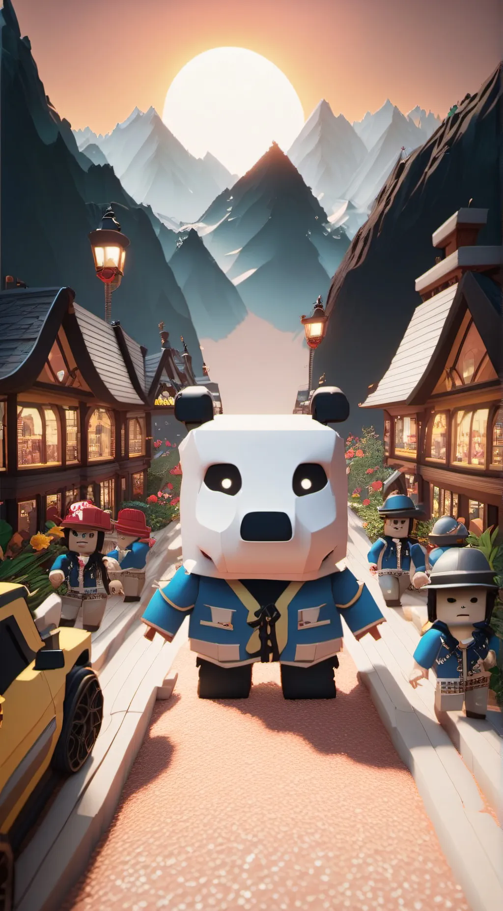 ai character: Big random panda background