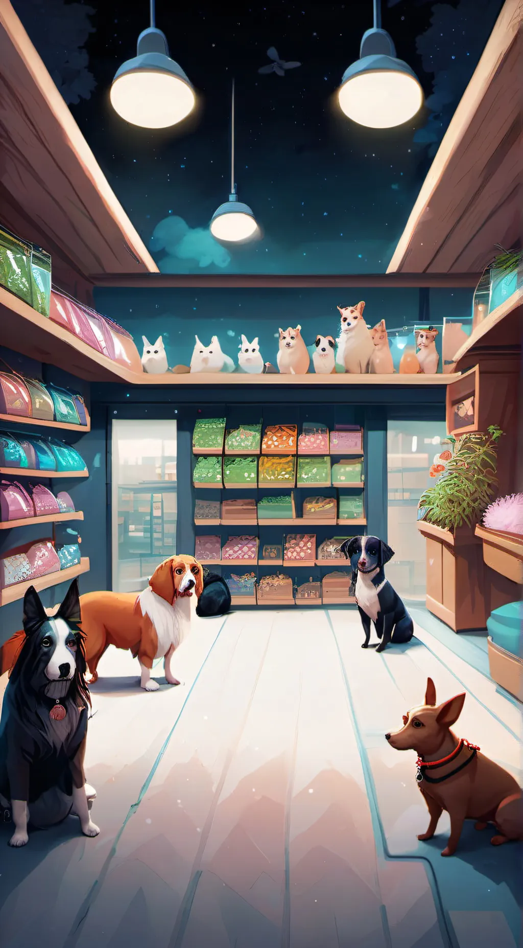 ai character: pet shops background