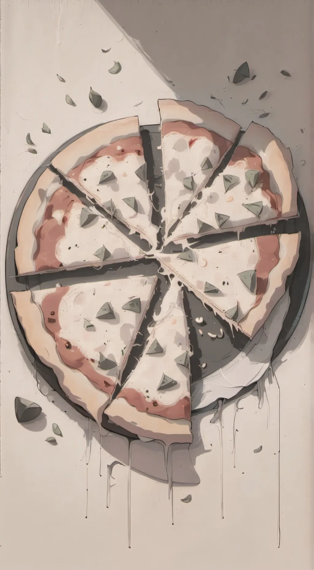 ai character: cheesy pizza background