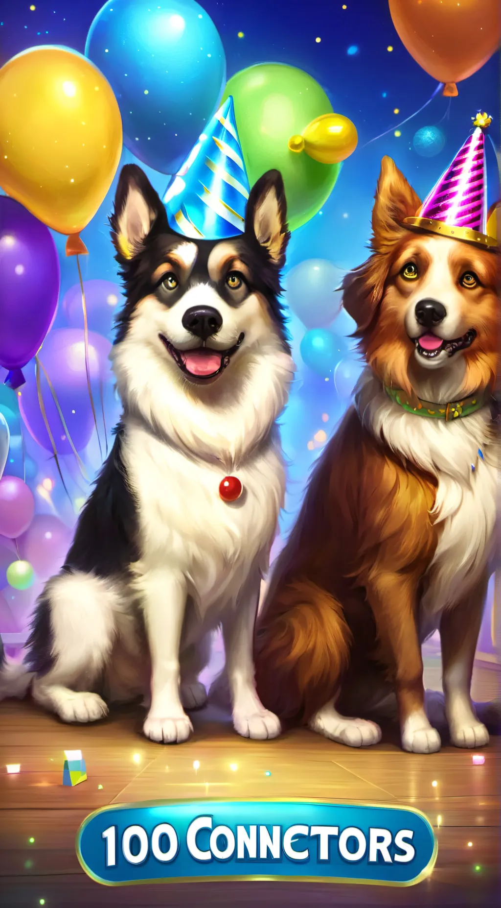 ai character: 100 connectors!!🎈🎉 background