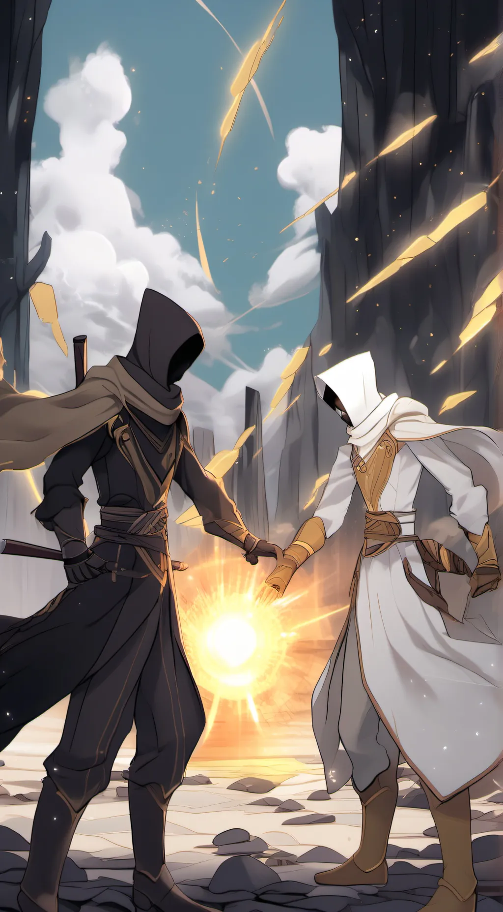 ai character: gold vs tan background