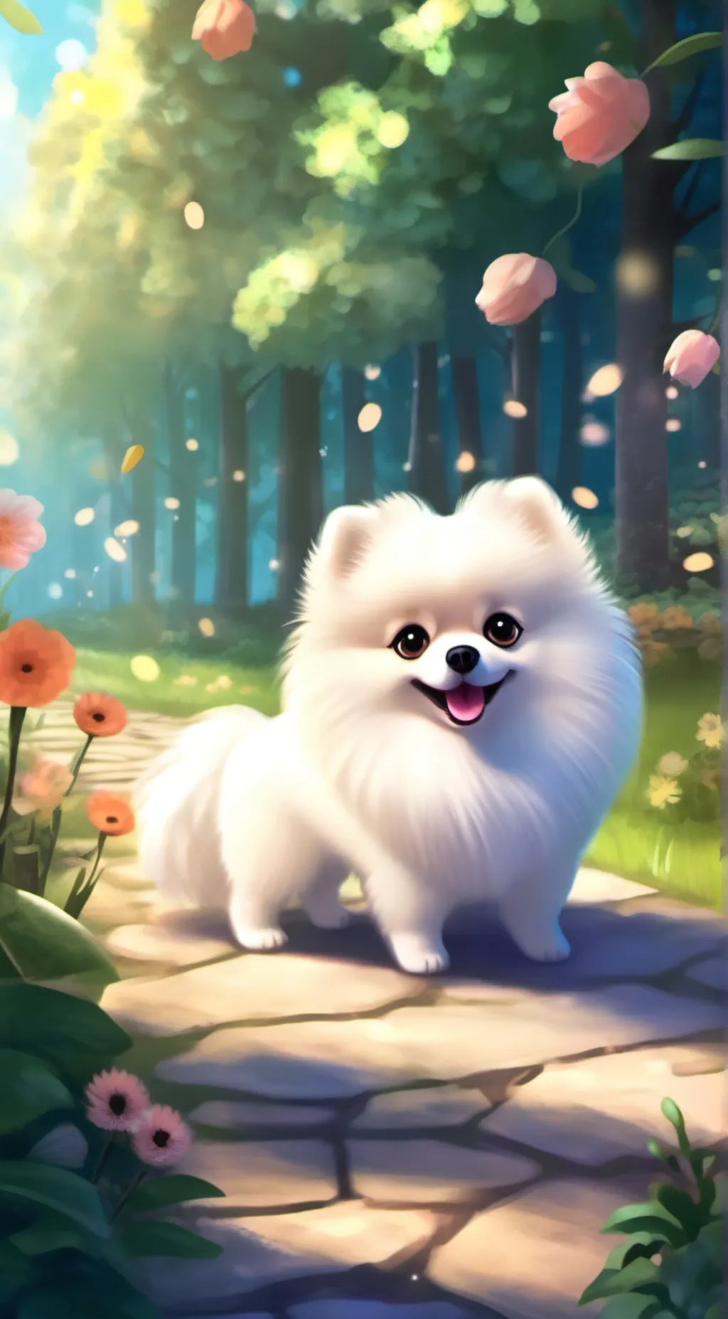 ai character: pomeranian puppy background